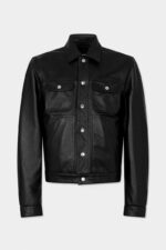 Leather Boxy Jean Jacket