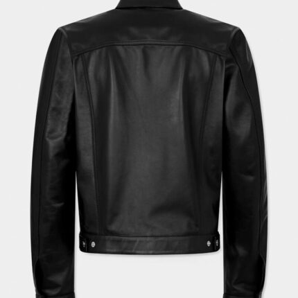 Leather Boxy Jean Jacket f